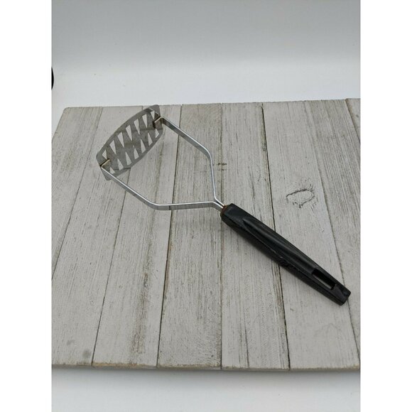 Vintage Androck #2 Chrome Plate Potato Masher Black Handle  9 3/4" - Picture 1 of 8
